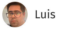 Portrait of a man wearing glasses, next to the name Luis.