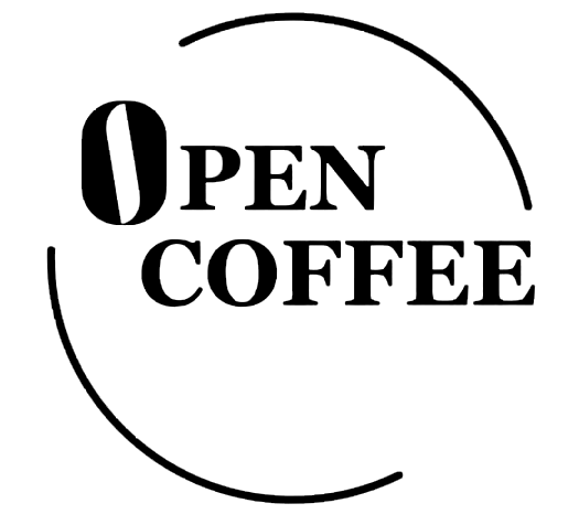 Open Coffee logo with stylized text and a circular arc surrounding it.